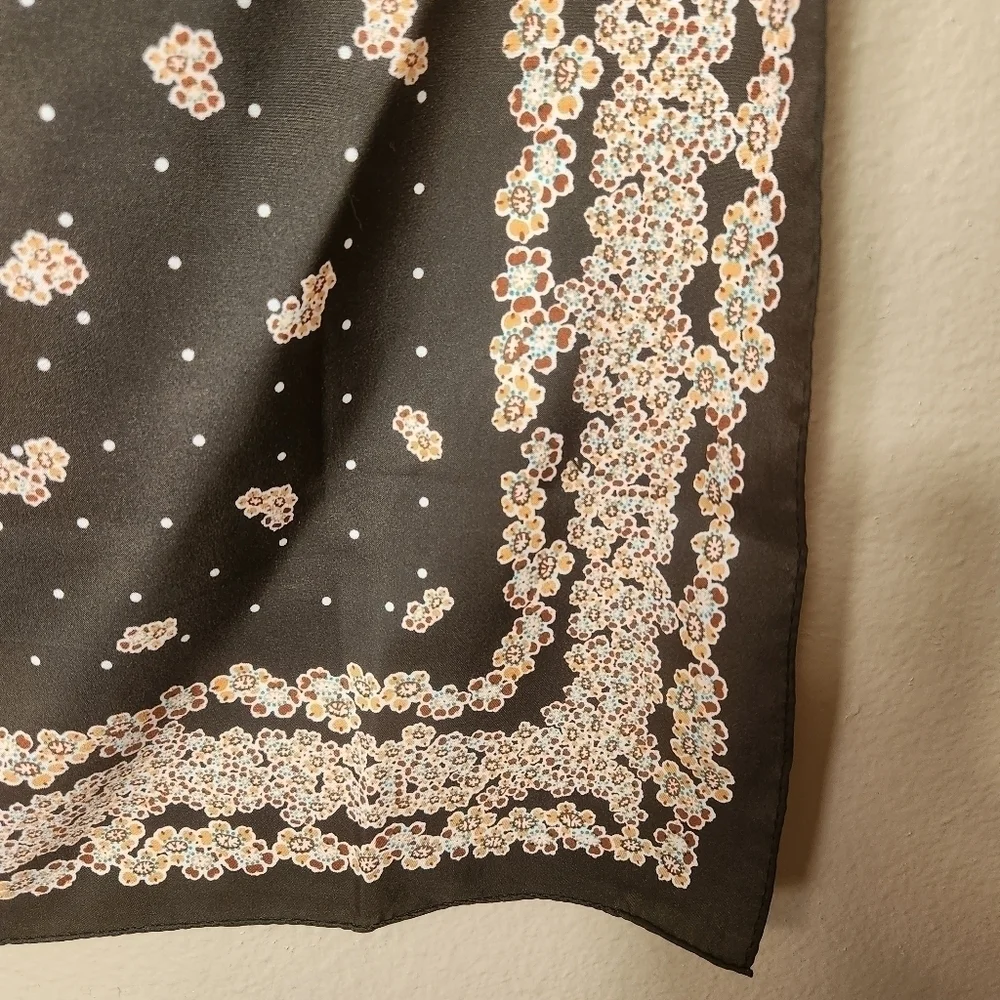 Scarves by Nasharr Vintage 70s Brown Floral 21